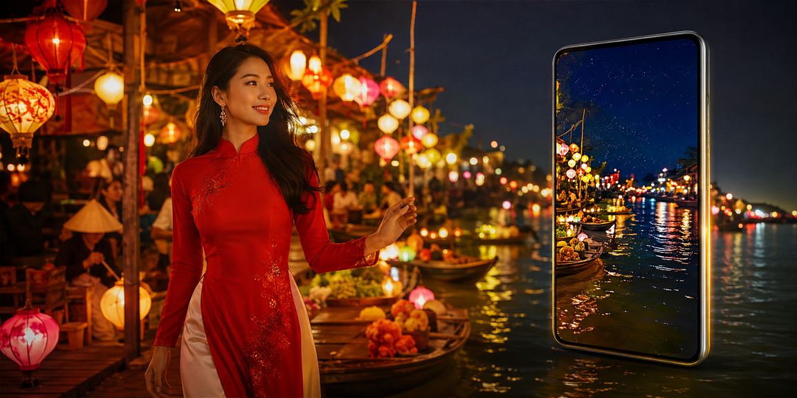 Giao diện ứng dụng casino sx740hs tại Hội An với áo dài truyền thống