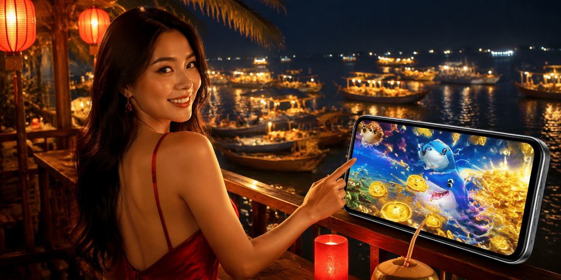 Người dùng Phan Thiết theo dõi kèo bóng đá và cá cược trên điện thoại bên bờ biển