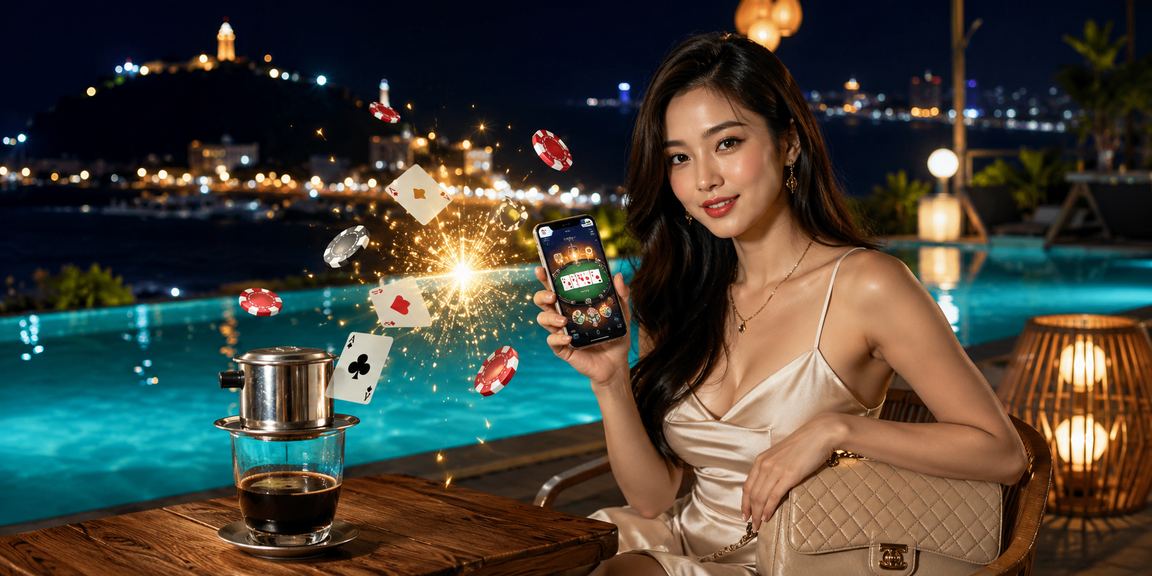 Người chơi tại Vũng Tàu tham gia card game trực tuyến bên tách cà phê vào buổi sáng